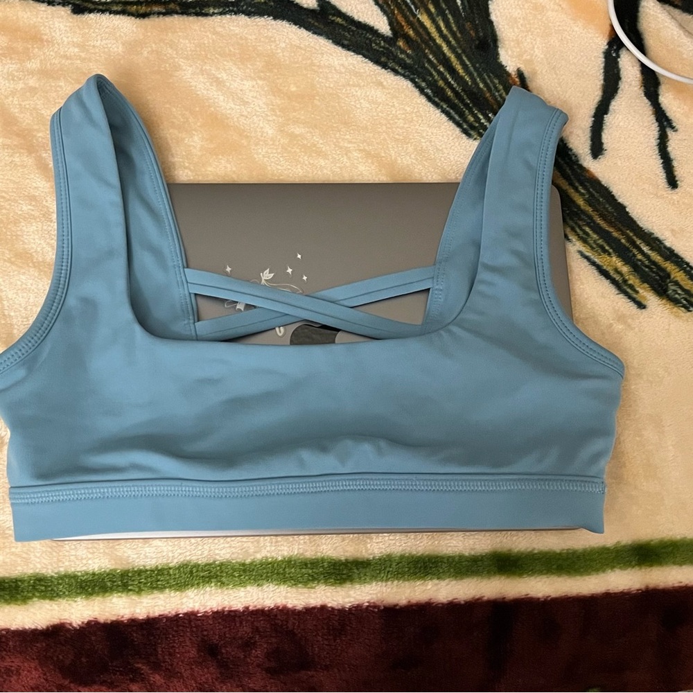 Blue Sports Bra with Crisscross Back - DONATING BY END OF JUNE